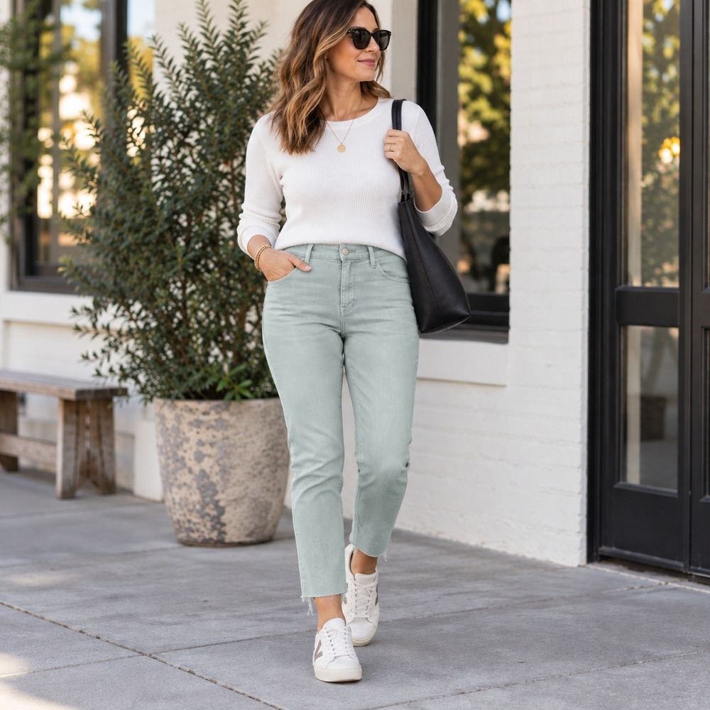 Frank & Eileen Jeans Sligo Skinny High Rise Stretch Raw Hem Mint Women's Size 31